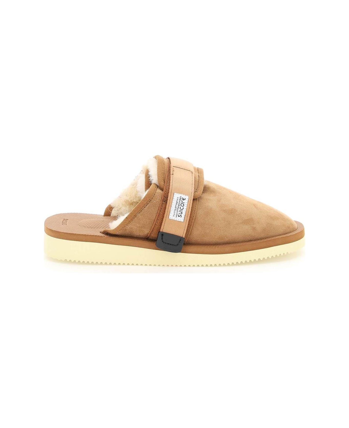 SUICOKE Zavo Suede Sabot With Shearling - BROWN