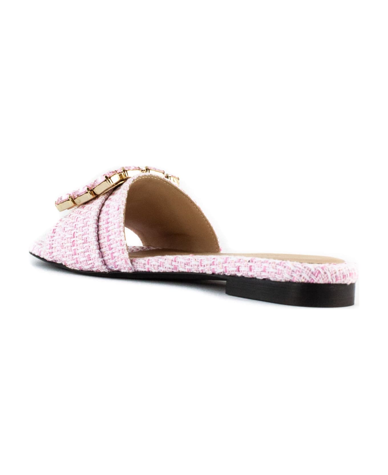 Roberto Festa White And Pink Boucle Fade Sandal - Pink