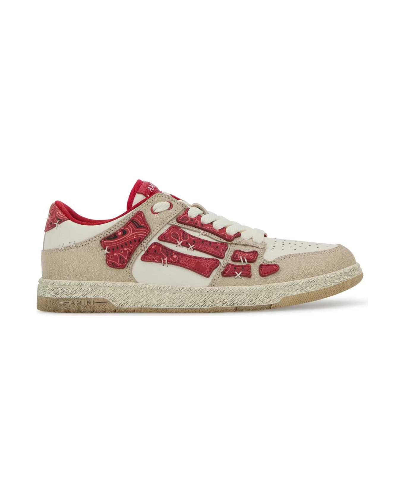 AMIRI Tow-tone Leather Bandana Skel Sneakers - VARSITYRED