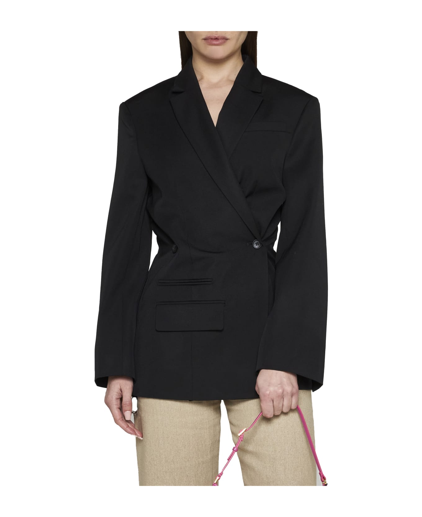 Jacquemus Jacket Dress In Cotton Tibau - Black