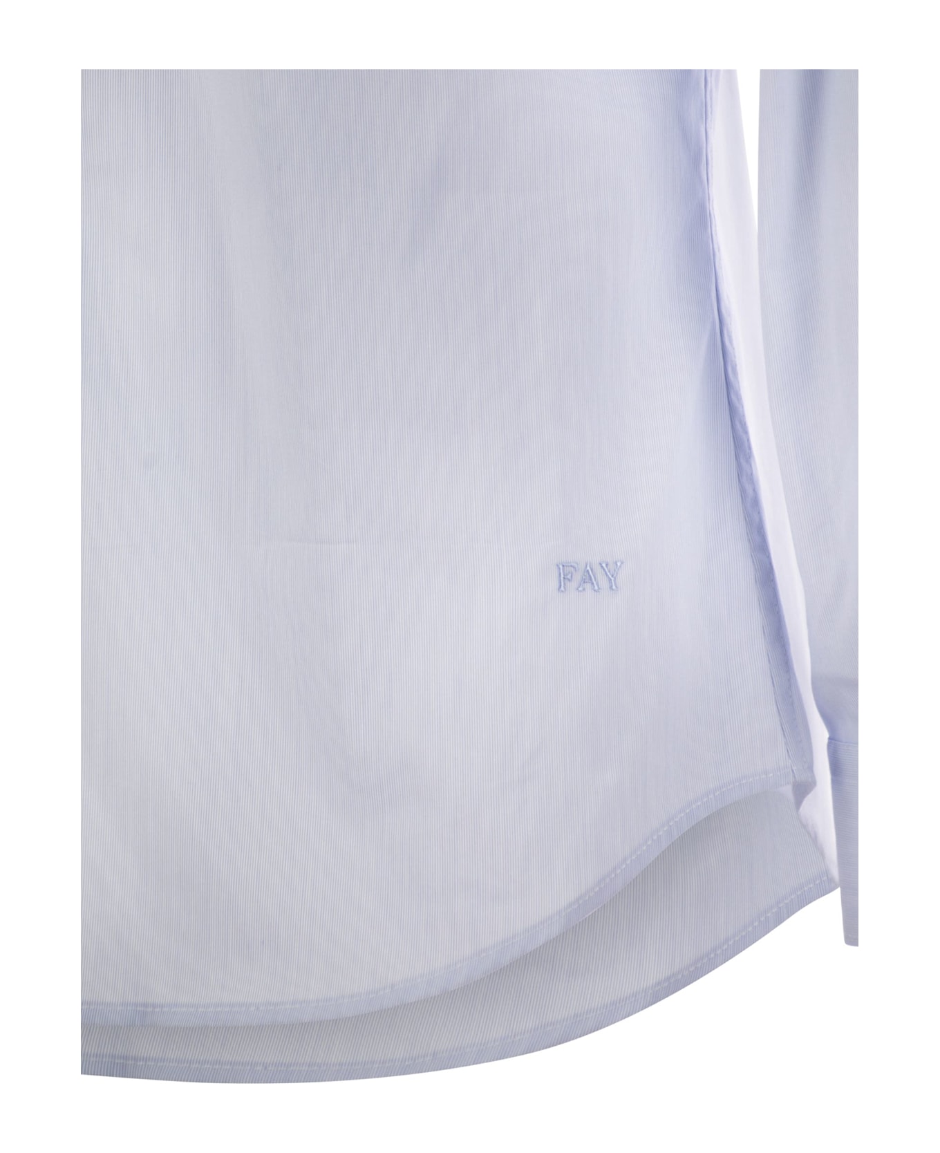 Fay Stretch Poplin Shirt With French Collar - Light Blue