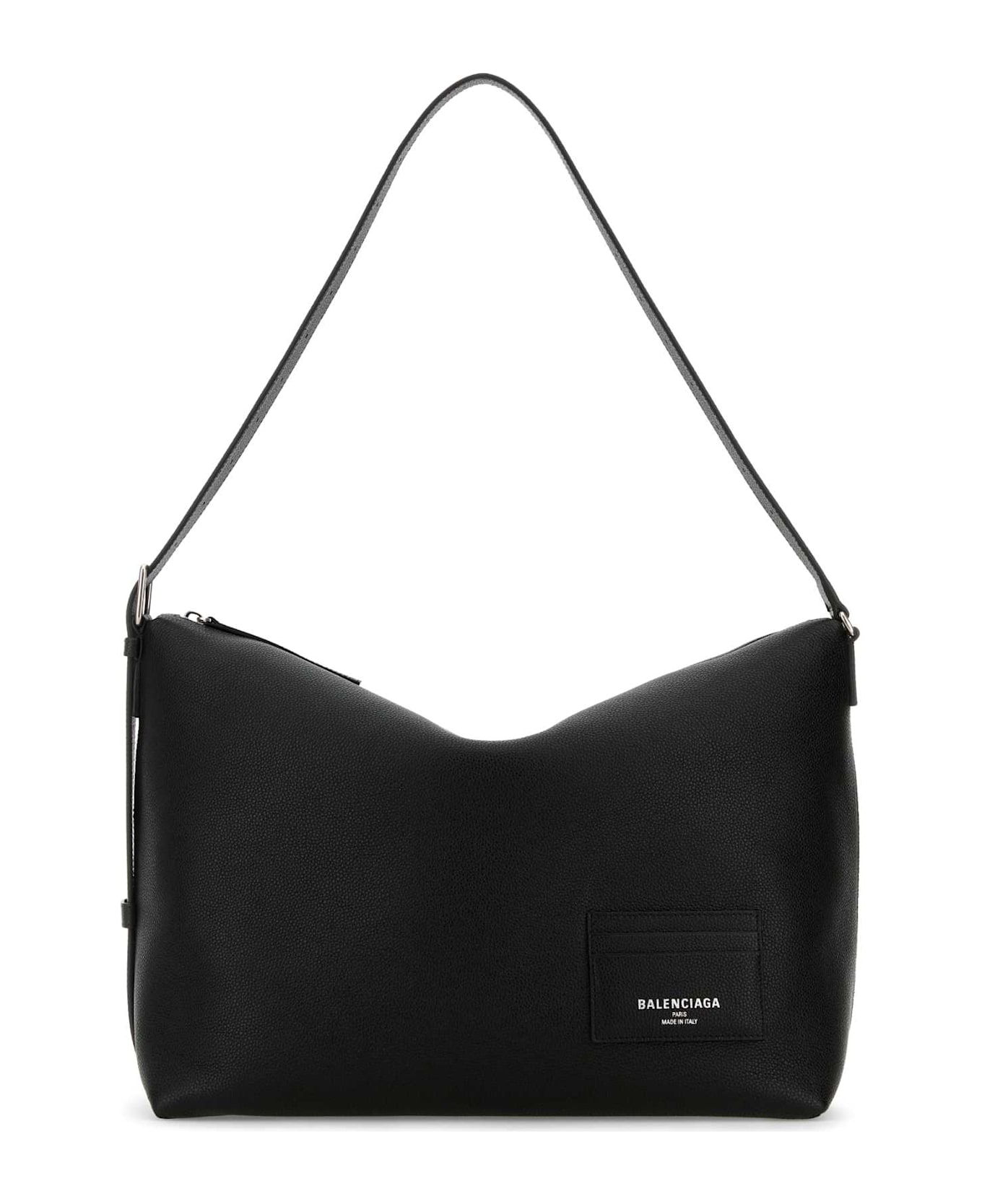 Balenciaga Black Leather Large Credit Crossbody Bag - Black