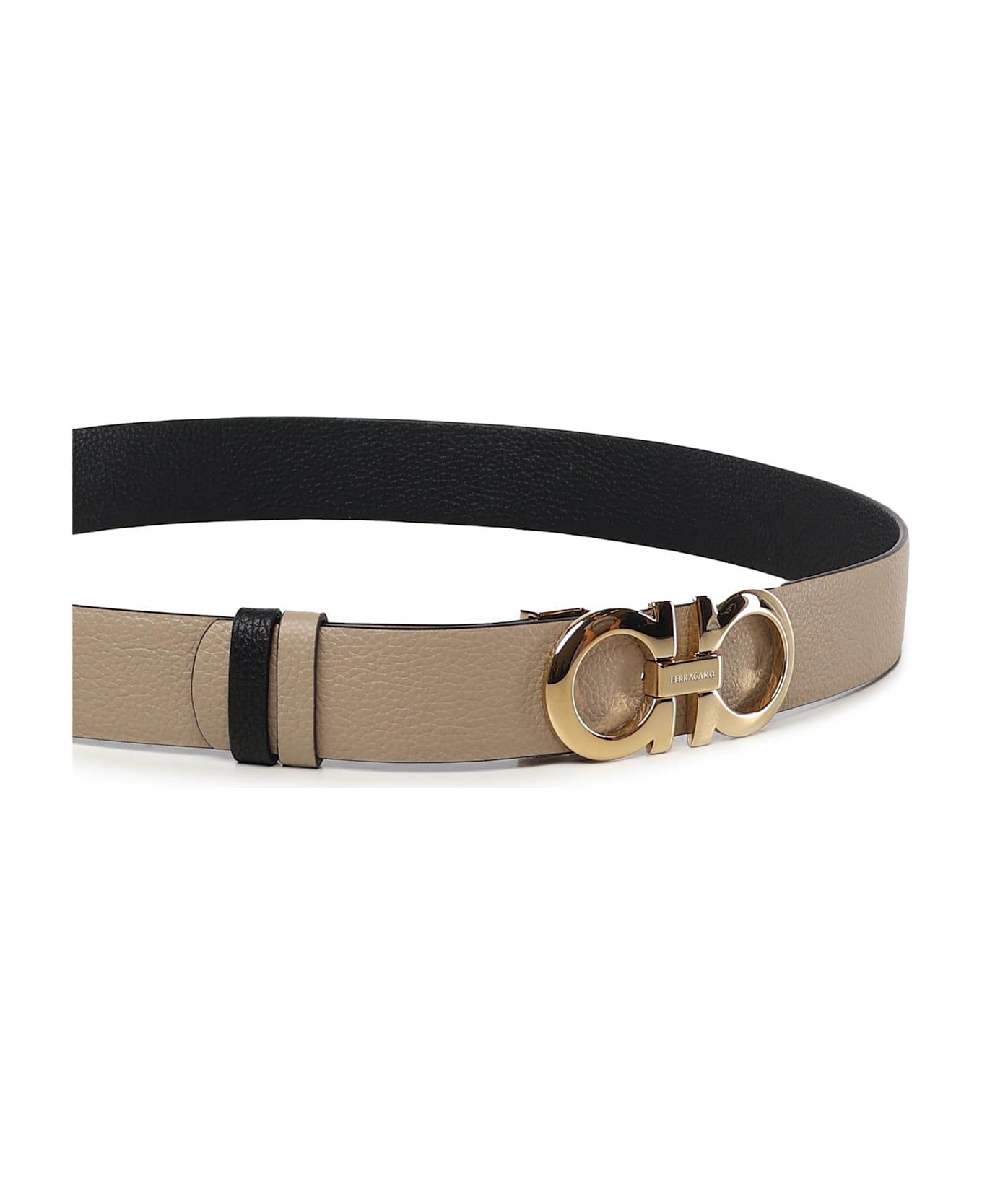 Ferragamo Gancini Reversible And Adjustable Belt - Beige