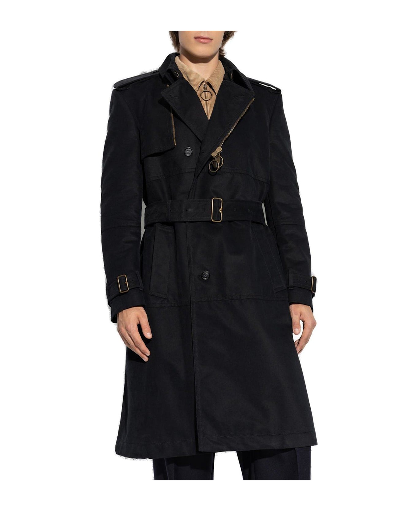 Burberry Double Breasted Belted Trench Coat - Black