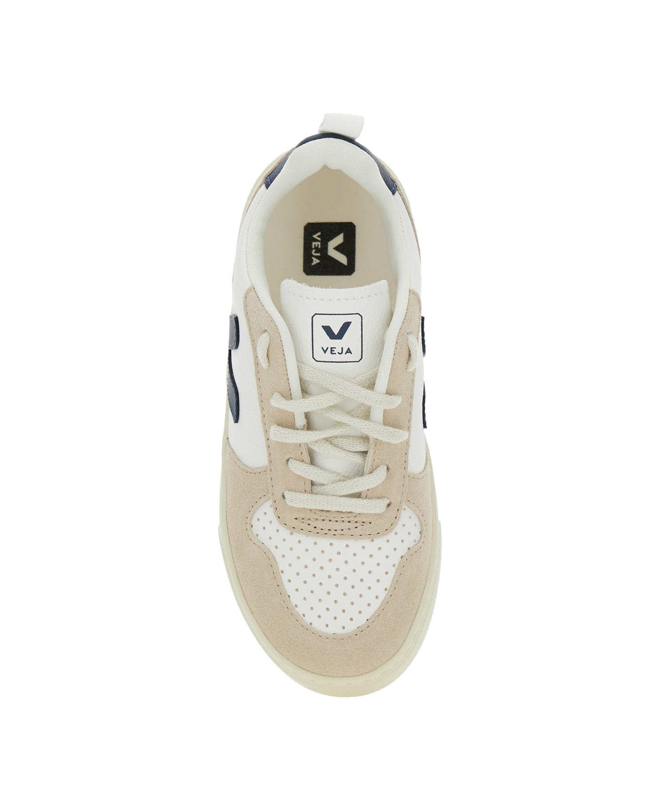Veja 
v-10
 Sneaker With Suede Inserts In Faux Leather Boy - White