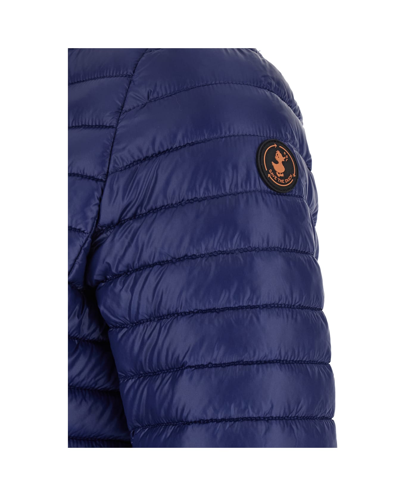 Save the Duck 
twinkle
 Blue Down Jacket With High Neck And Logo Patch On The Sleeve In Tech Fabric Woman - Blu