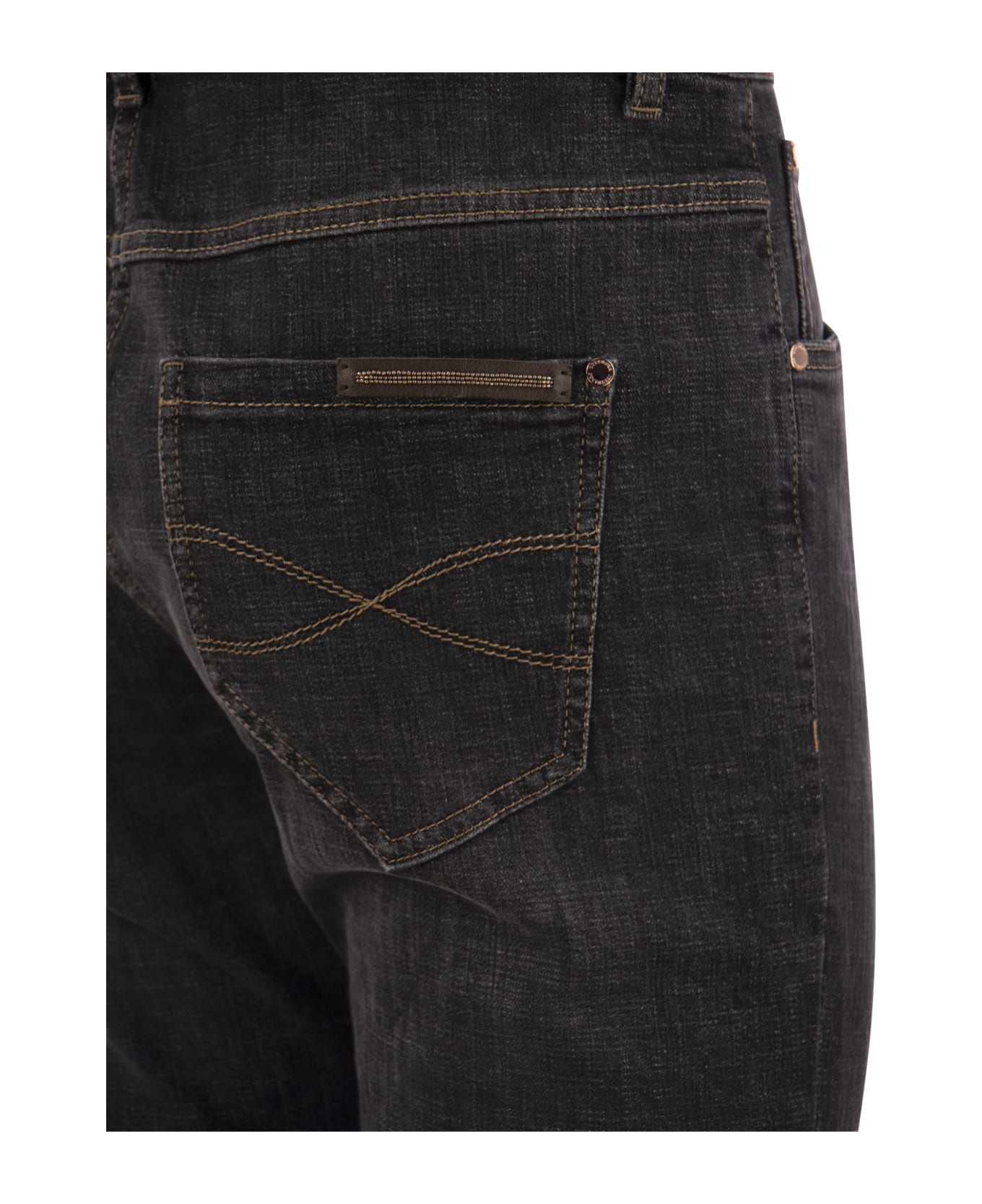 Brunello Cucinelli Slim Pants In Stretch Denim - Grey