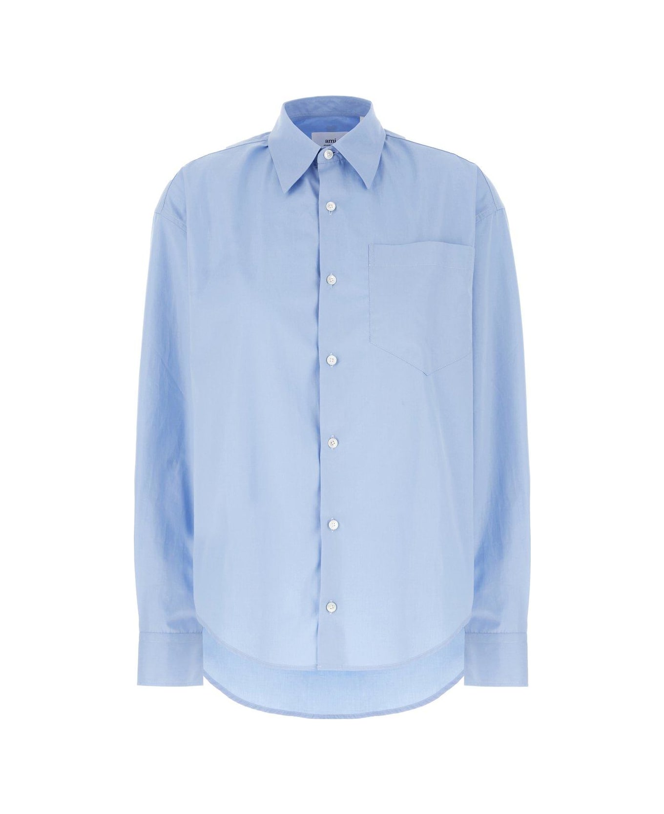 Ami Alexandre Mattiussi Paris Ami De Coeur Embroidered Long-sleeved Shirt - Clear Blue