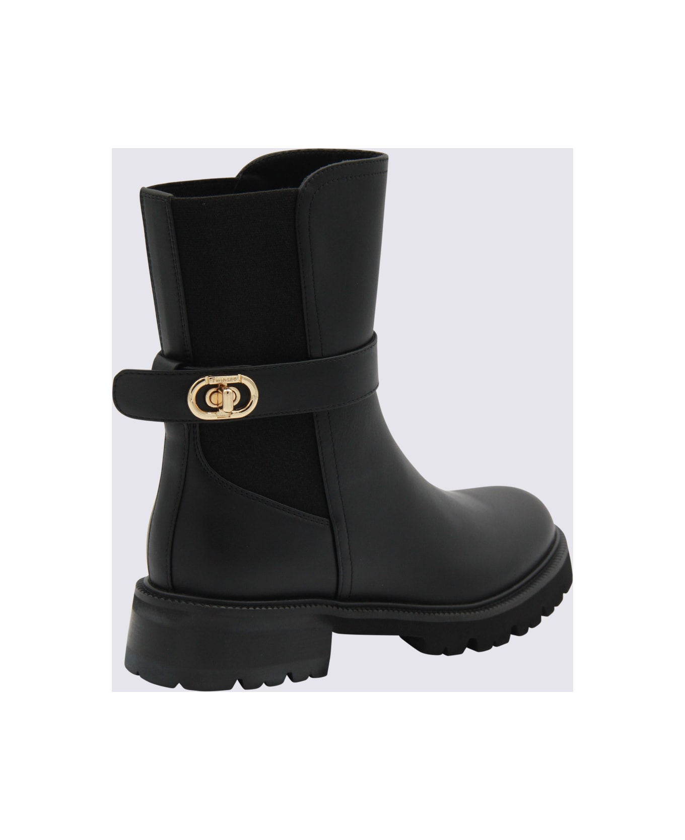 TwinSet Black Leather Boots - Black