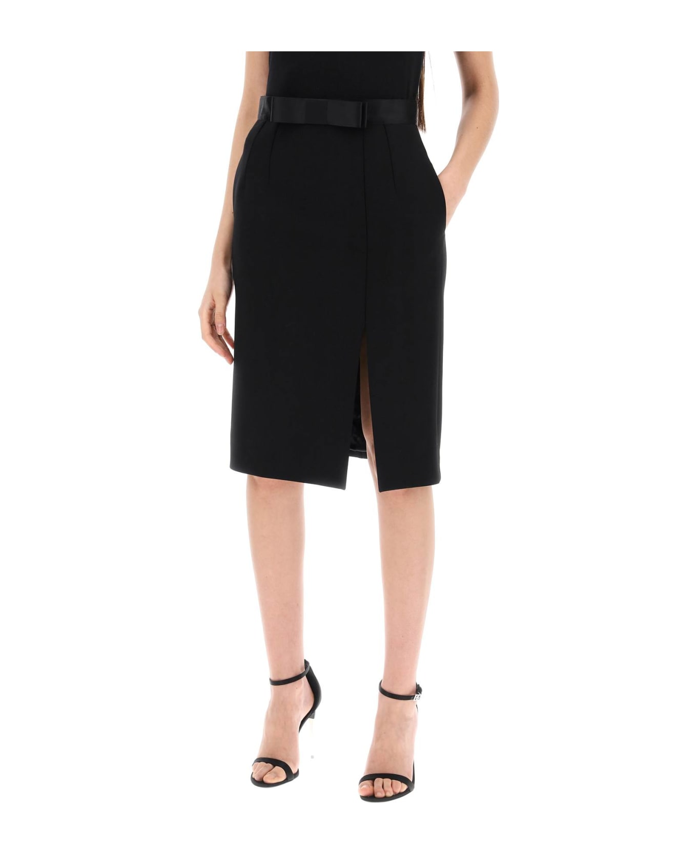 Dolce & Gabbana 'knee-length Skirt With Satin - NERO (Black)