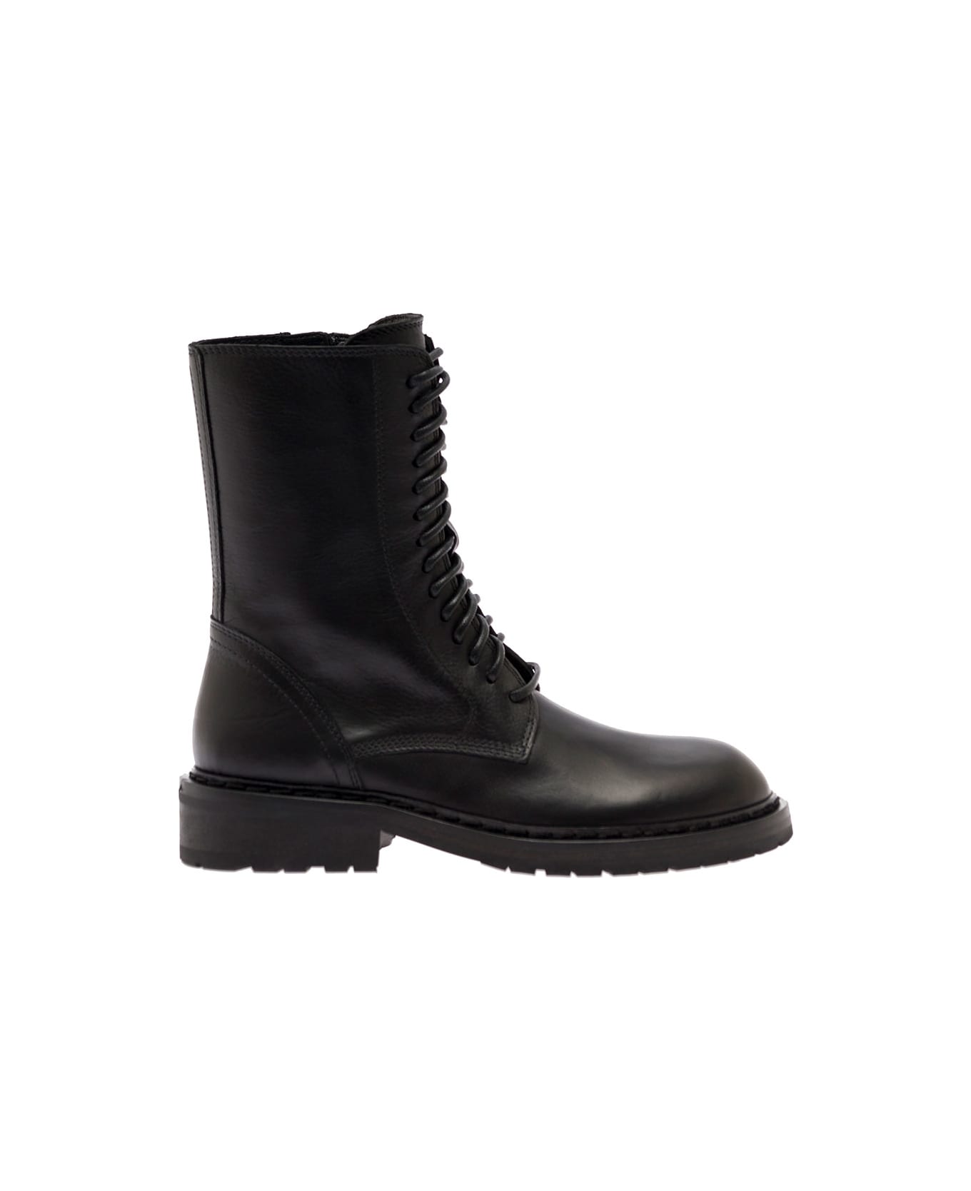 Ann Demeulemeester Black Lace-up Combat Boots In Leather Woman Ann Demeulemeester - BLACK
