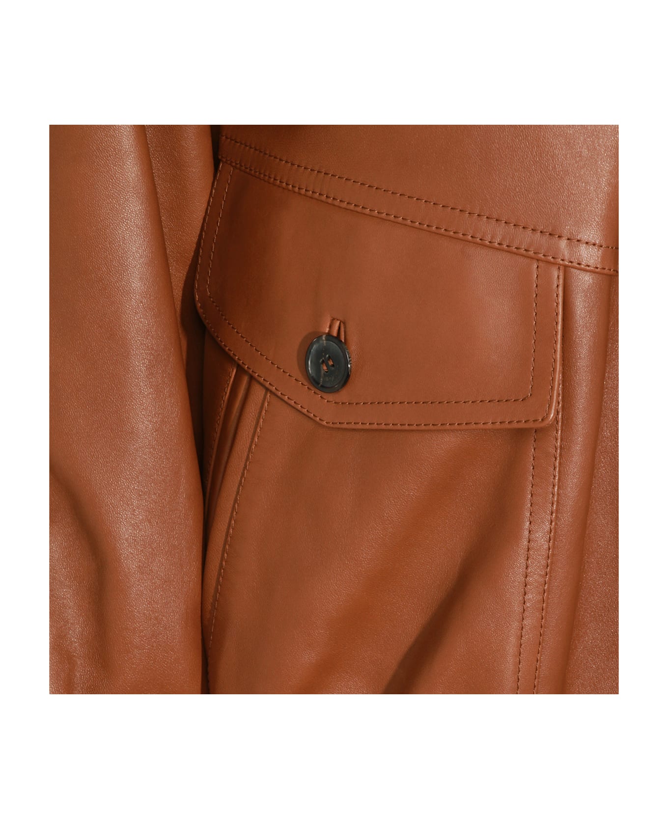 Saint Laurent Brown Leather Jacket - MARRON SENOIS