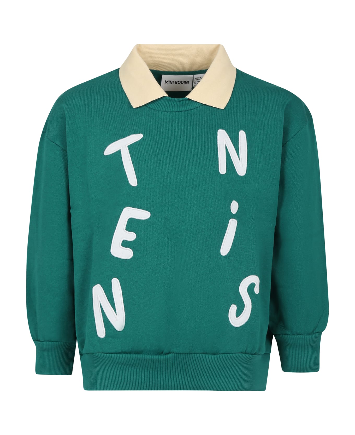Mini Rodini Green Sweatshirt For Kids With Writing - Green ニットウェア＆スウェットシャツ