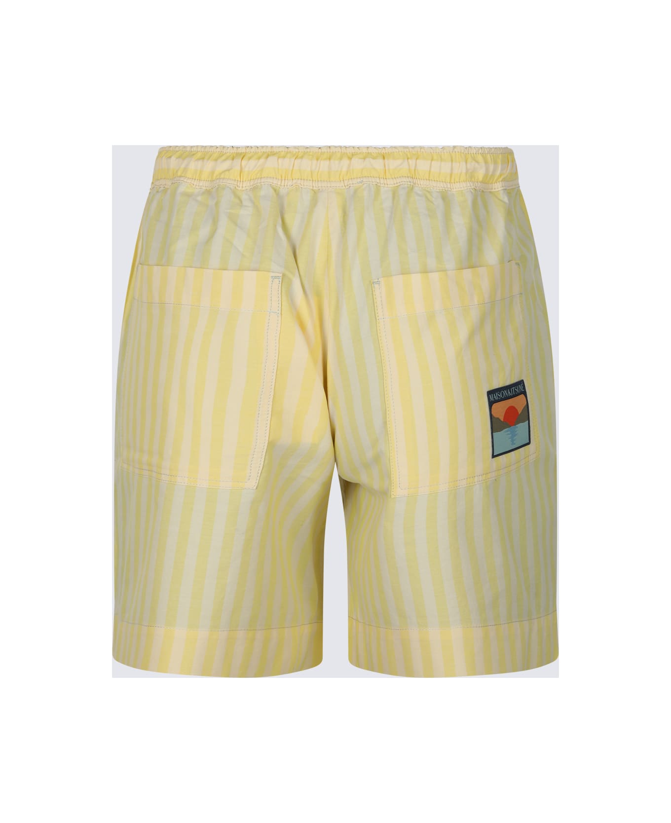 Maison Kitsuné Light Yellow Cotton Shorts - LIGHT YELLOW STRIPES