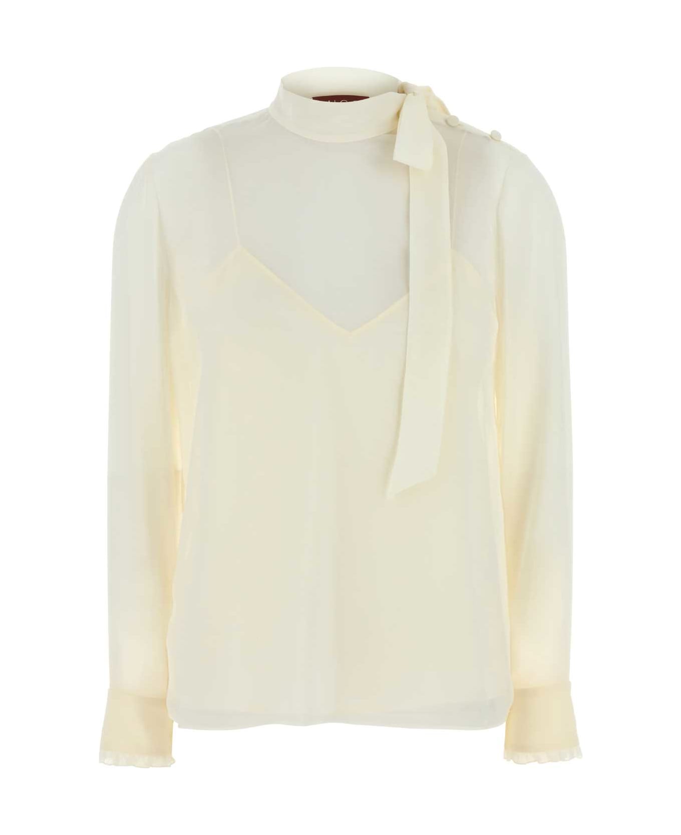 Gucci Ivory Crepe Blouse - GARDENIA