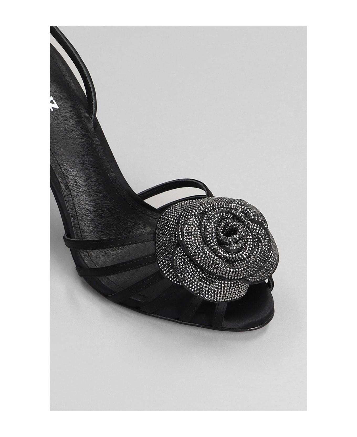 Lola Cruz Rose 95 Sandals In Black Satin - black