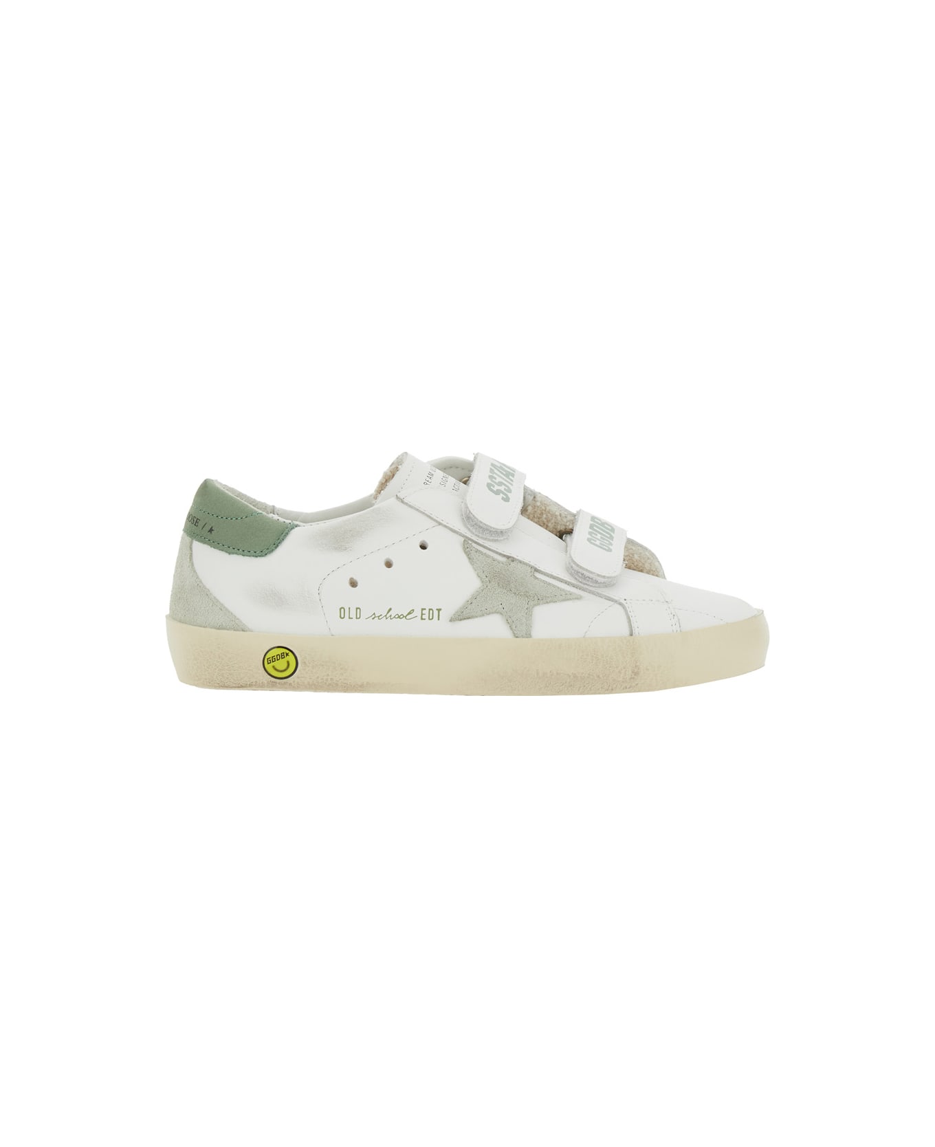 Golden Goose 'old School' White Sneakers With Star Patch On The Side And Logo Lettering On The Front In Leather Boy - White