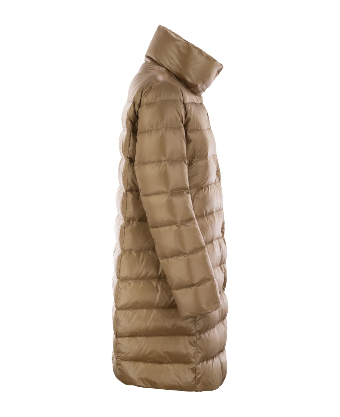 Fay Long Down Jacket With Hook - Camel