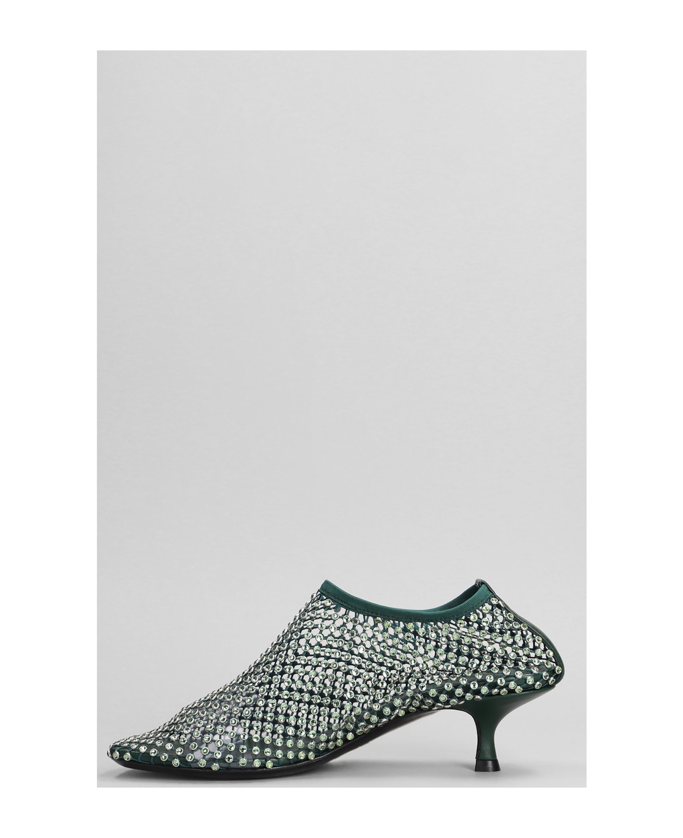 Christopher Esber Minette Crystal Low Heels Ankle Boots In Green Nylon - green