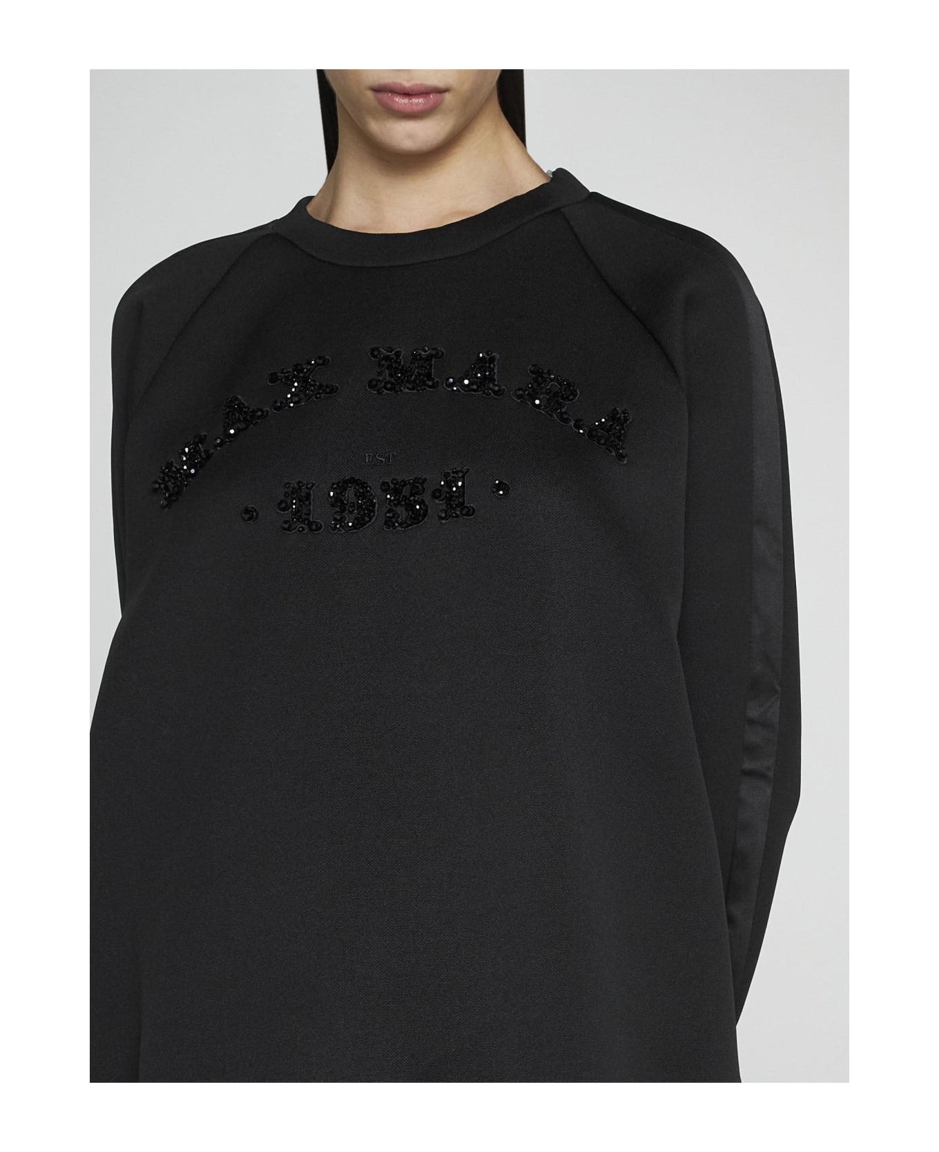 Max Mara Bratto Logo Cotton-blend Sweatshirt - BLACK