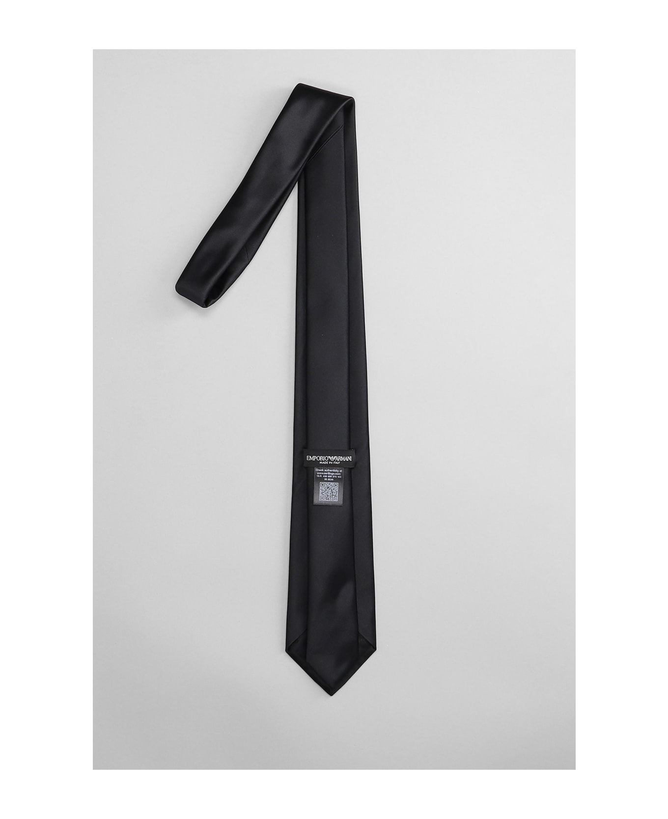 Emporio Armani Tie In Black Silk - black ネクタイ