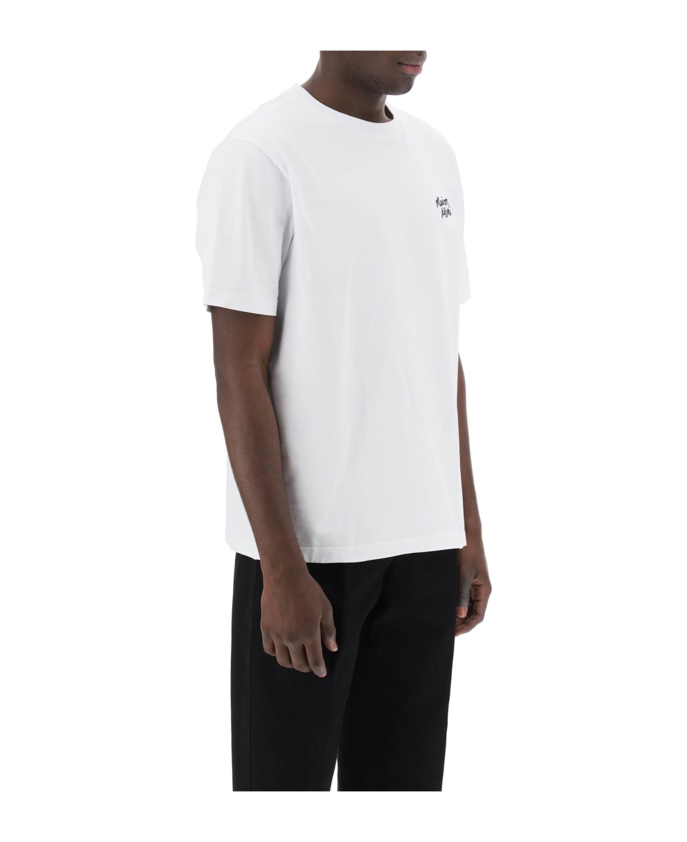 Maison Kitsuné T-shirt With Logo Lettering - WHITE BLACK (White) シャツ