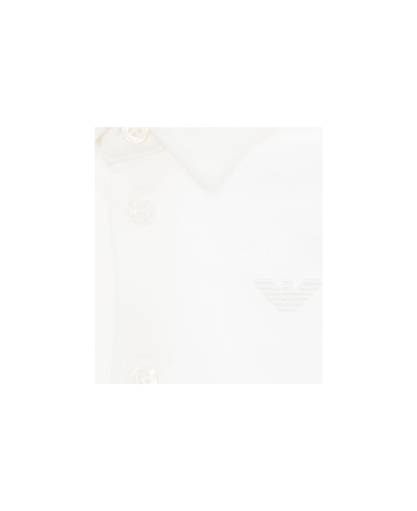 Emporio Armani White Shirt With Classic Collar And Tonal Logo Embroidery On The Front In Cotton Baby - White