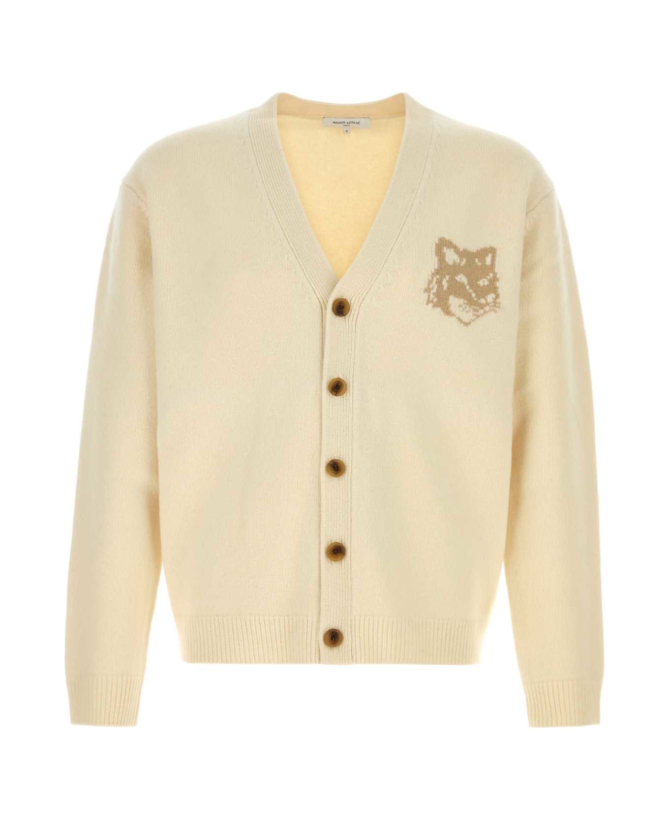 Maison Kitsuné Cream Wool Cardigan - Beige