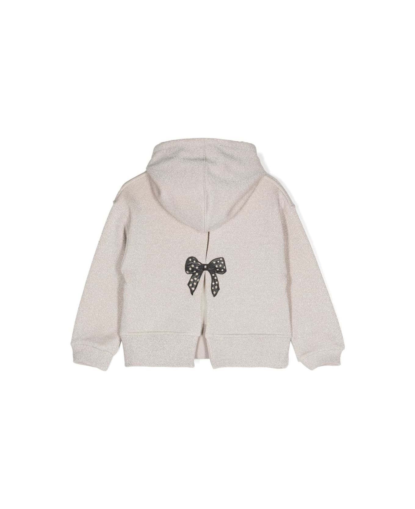 Monnalisa Beige Sweatshirt Girl - Ecrù/Argento