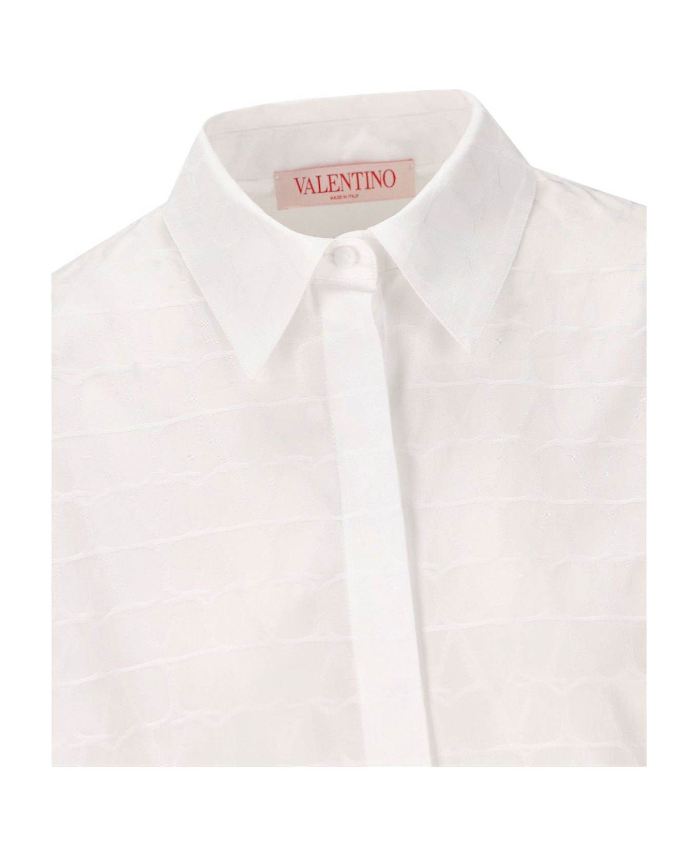 Valentino Toile Iconographe-jacquard Curved Hem Shirt - Bianco