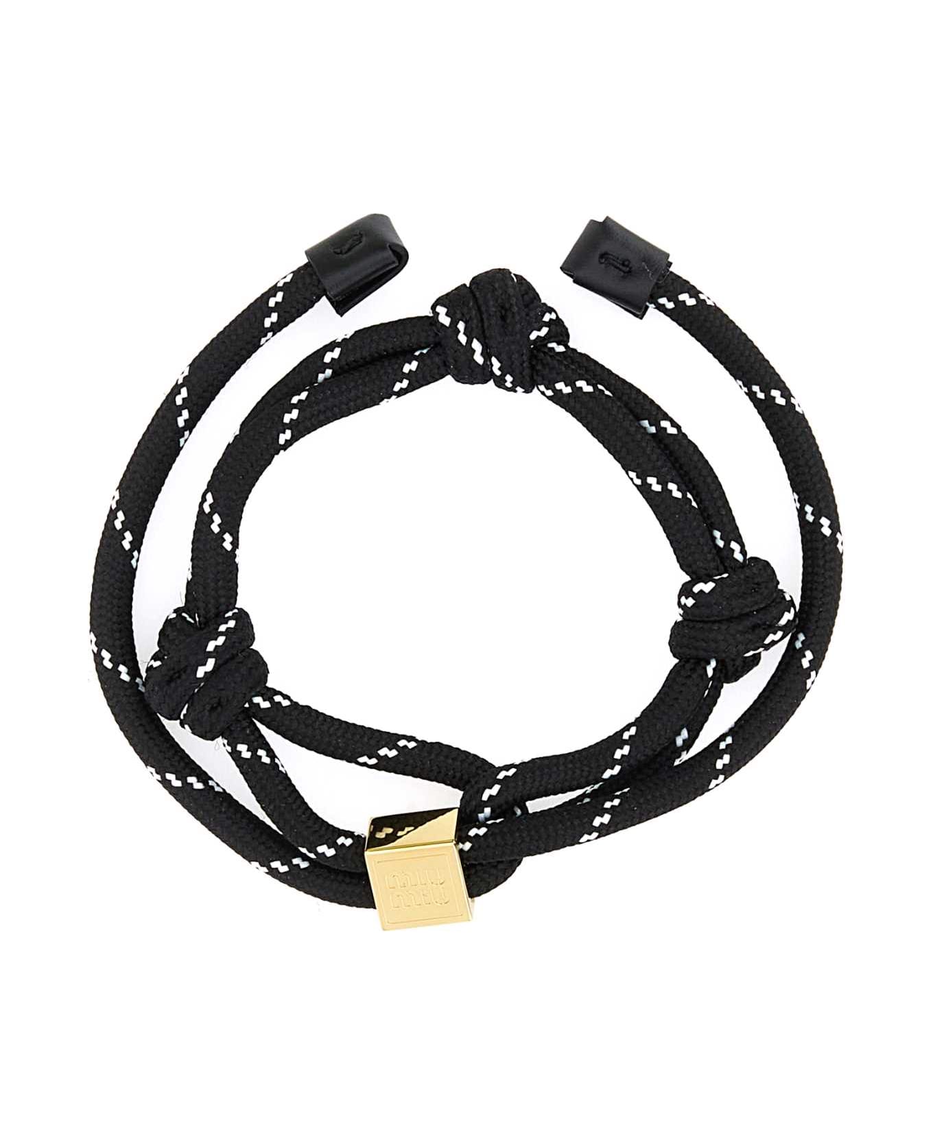 Miu Miu Black Fabric Bracelet - NERO