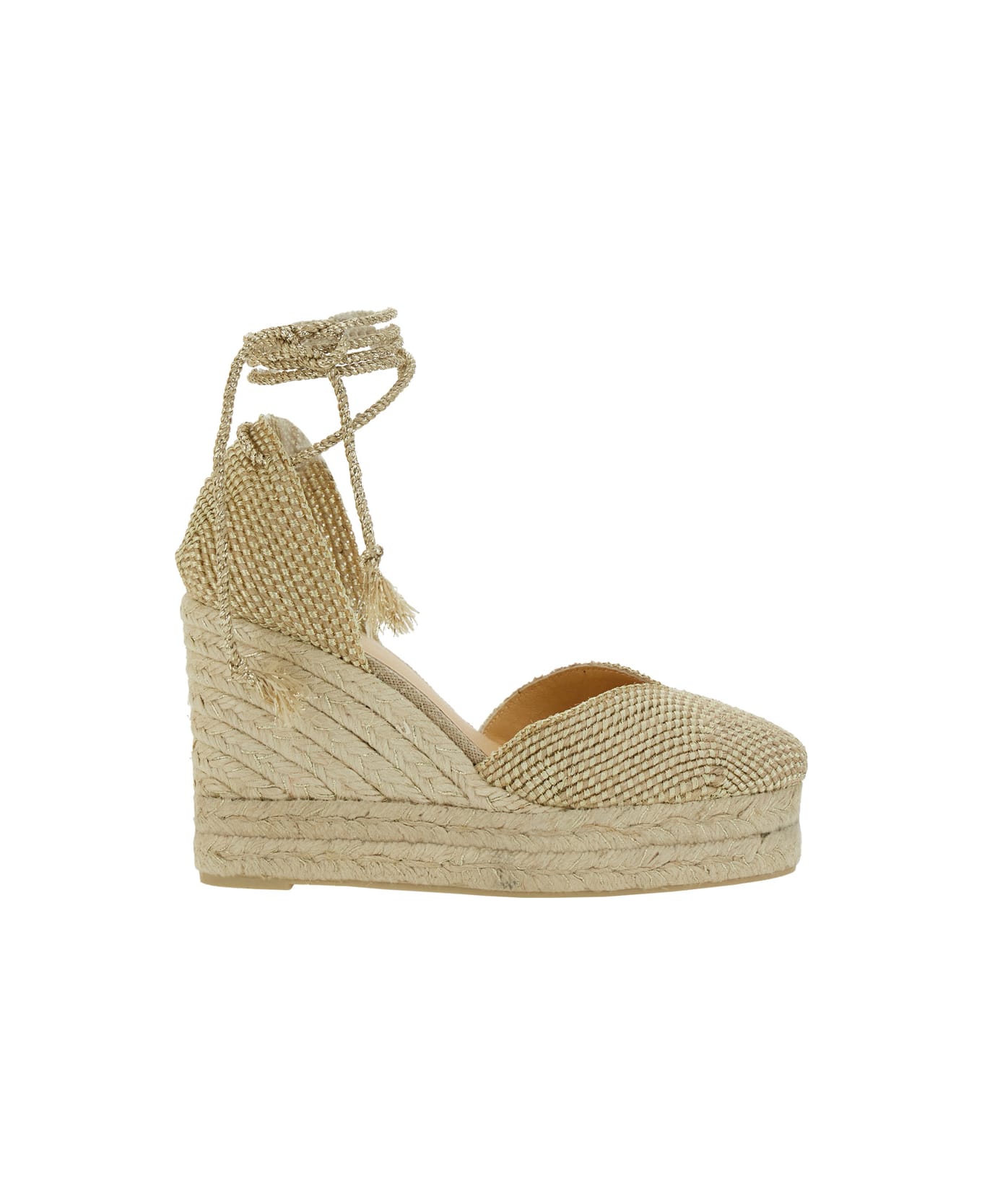 Castañer 
cora
 Beige Wedges With Lace-up Closure In Fabric Woman - Metallic