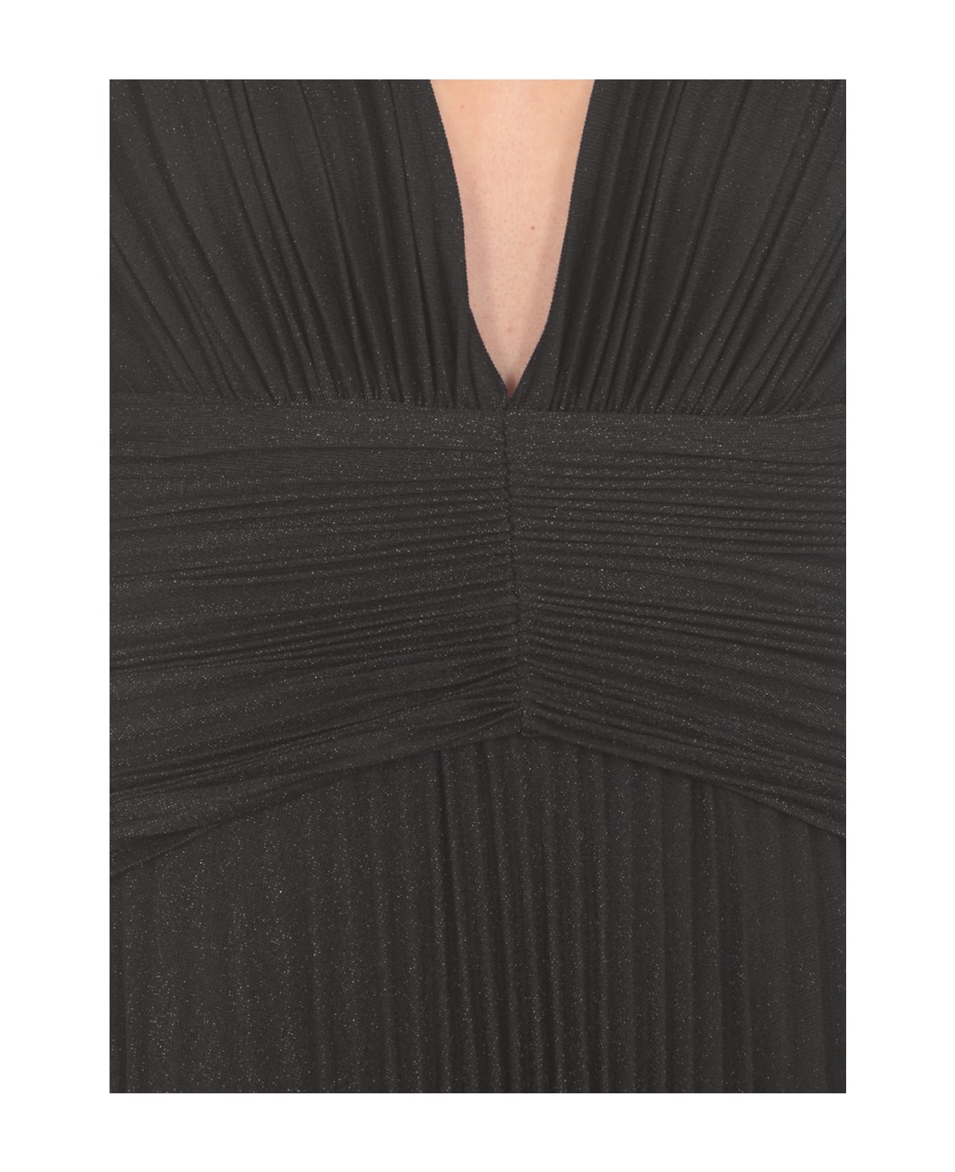 Elisabetta Franchi Red Carpet Lurex Jersey Dress With Necklace - Black
