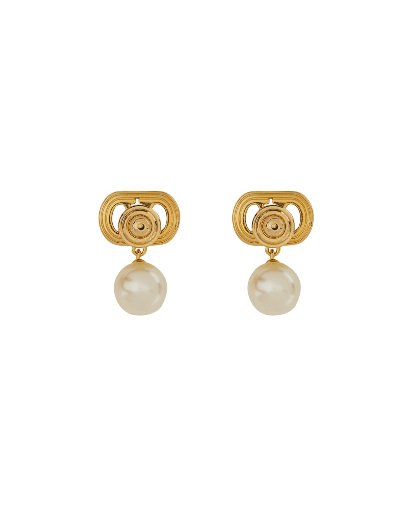 Valentino Garavani Metal And Swarovski® Pearl Ovalette Earrings - GOLD