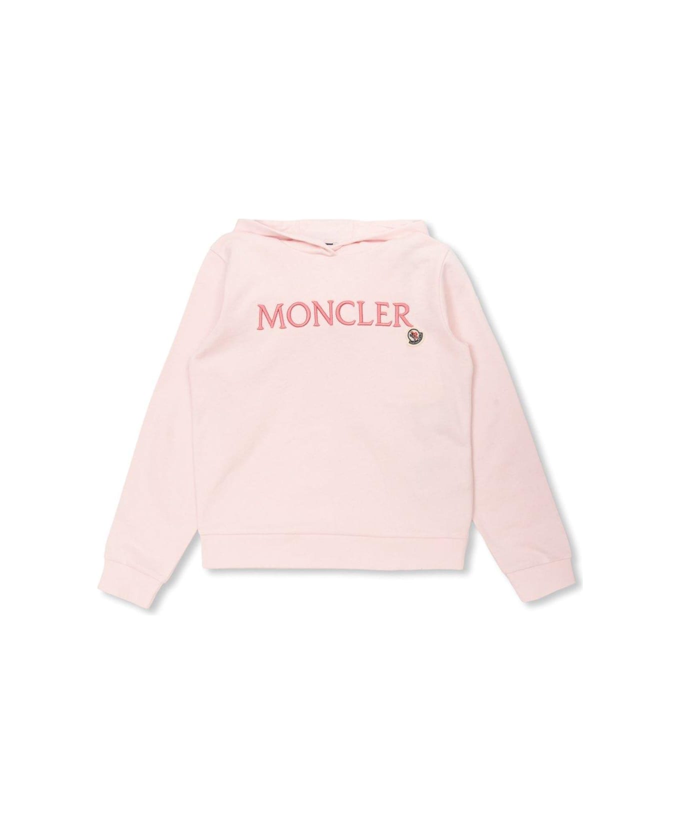 Moncler Logo Embroidered Hoodie - Pink