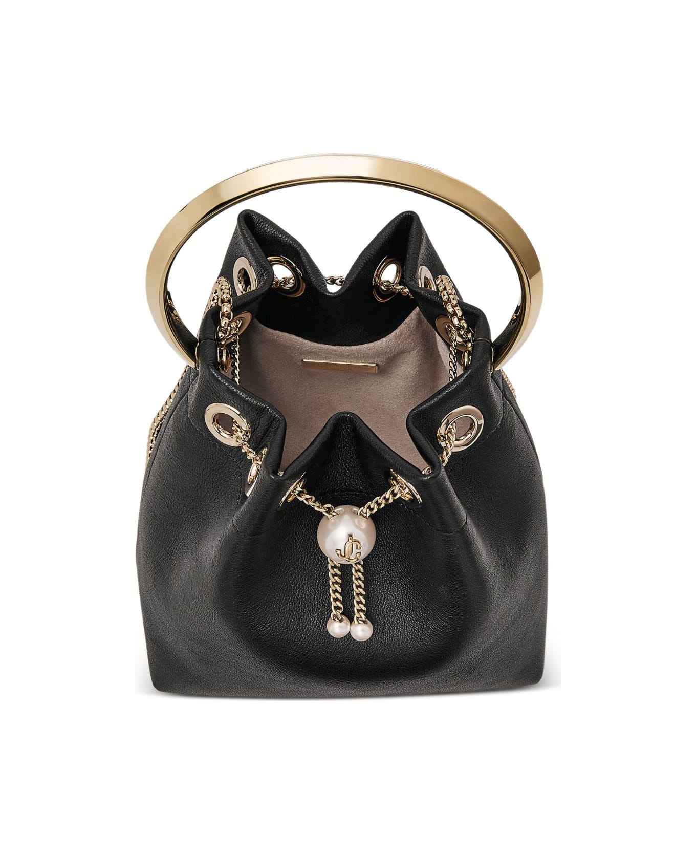 Jimmy Choo Bon Bon Leather Bucket Bag - Black