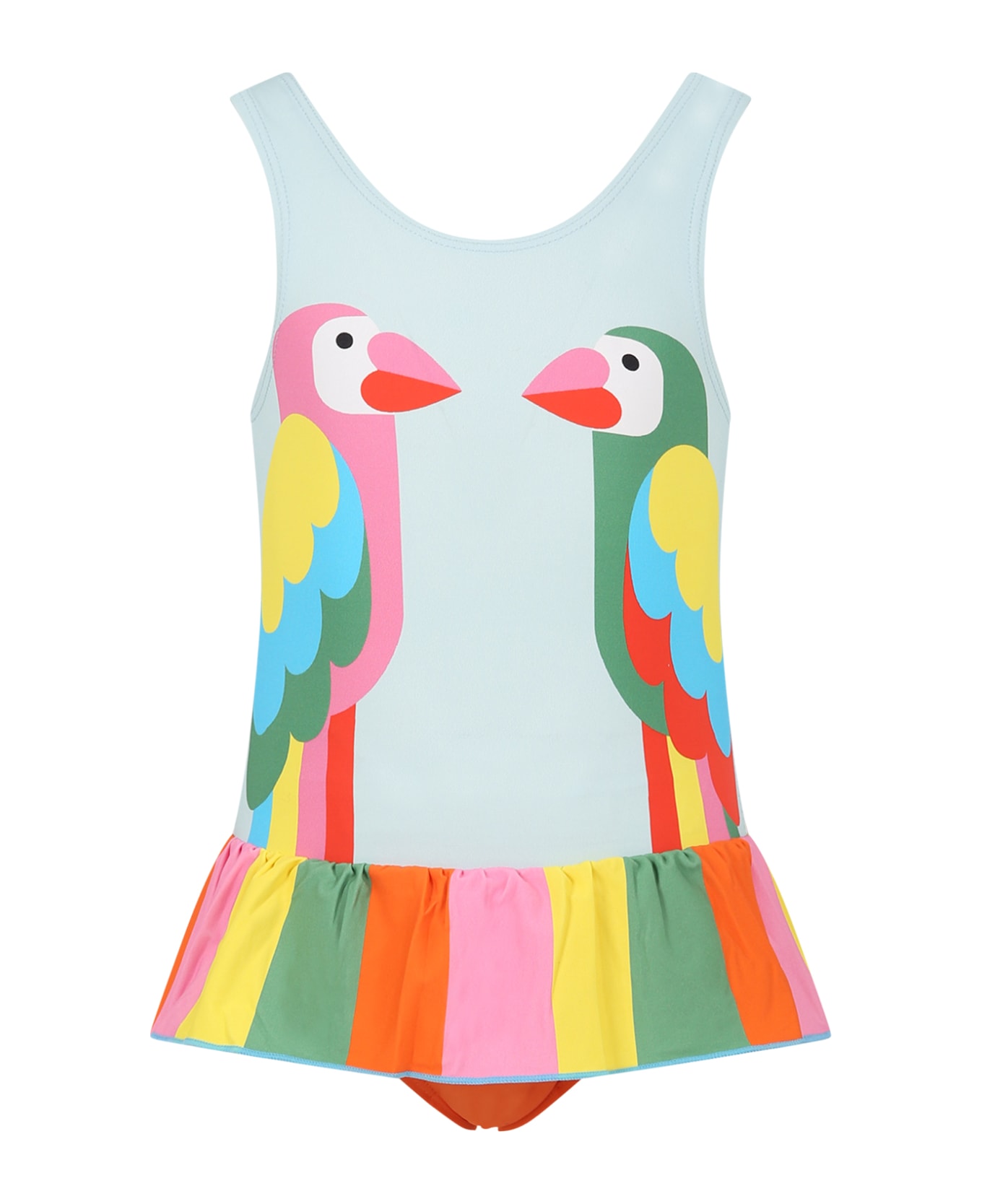 Stella McCartney Kids Multicolor Swimsuit For Girl With Parrots Print - Multicolor