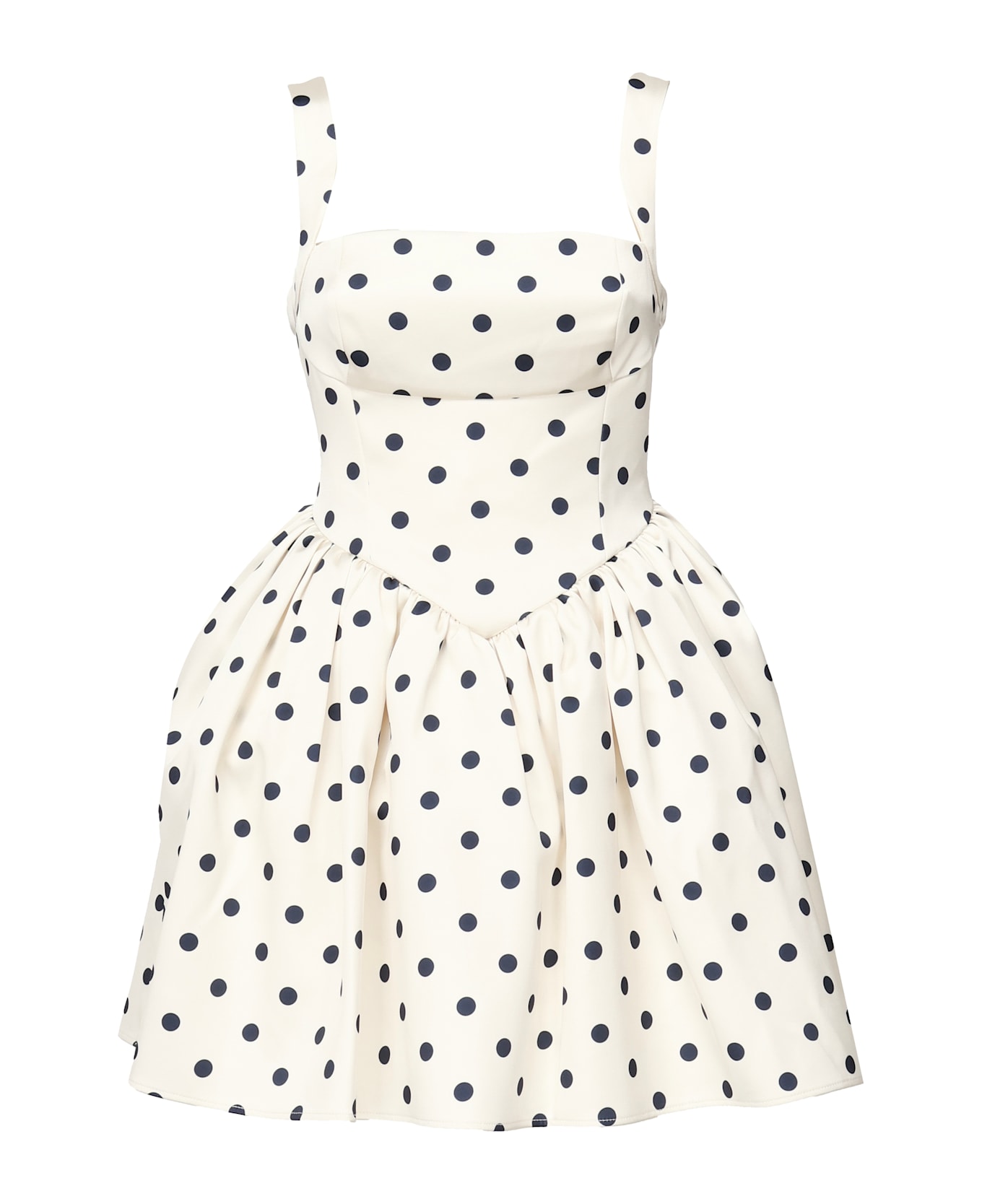 self-portrait Polka Dot Satin Mini Dress - White