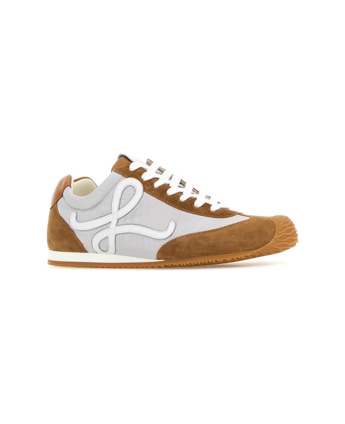Loewe Two-tone Canvas And Suede Ballet Runner 2.0 Sneakers - GREYWHITETAN
