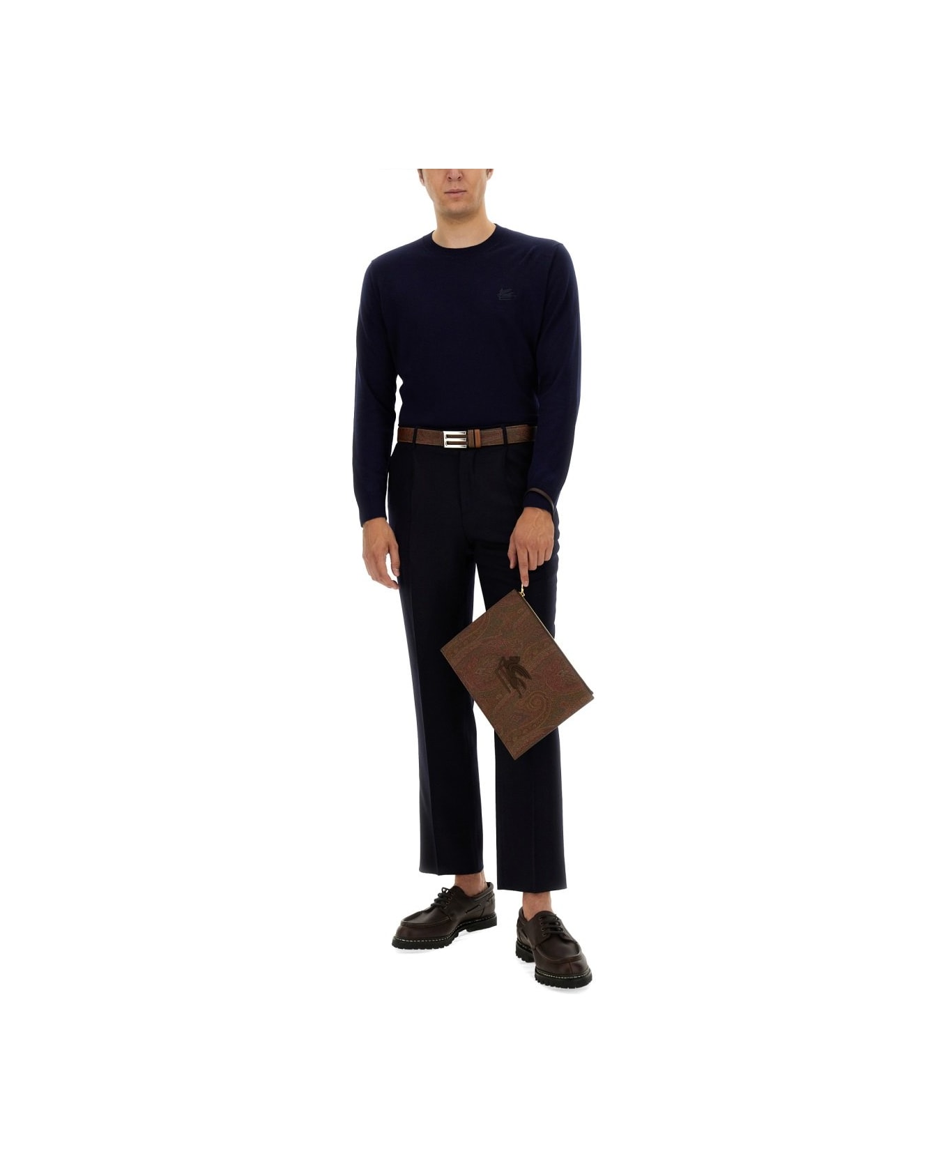 Etro Pegasus Embroidered Crewneck Sweatshirt - Blue