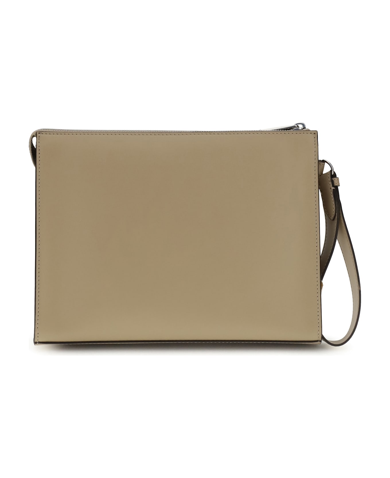 Fendi Leather And Ff Canvas Clutch