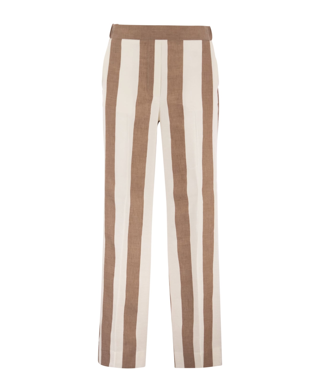 Antonelli Linen And Viscose Trousers - Beige/brown