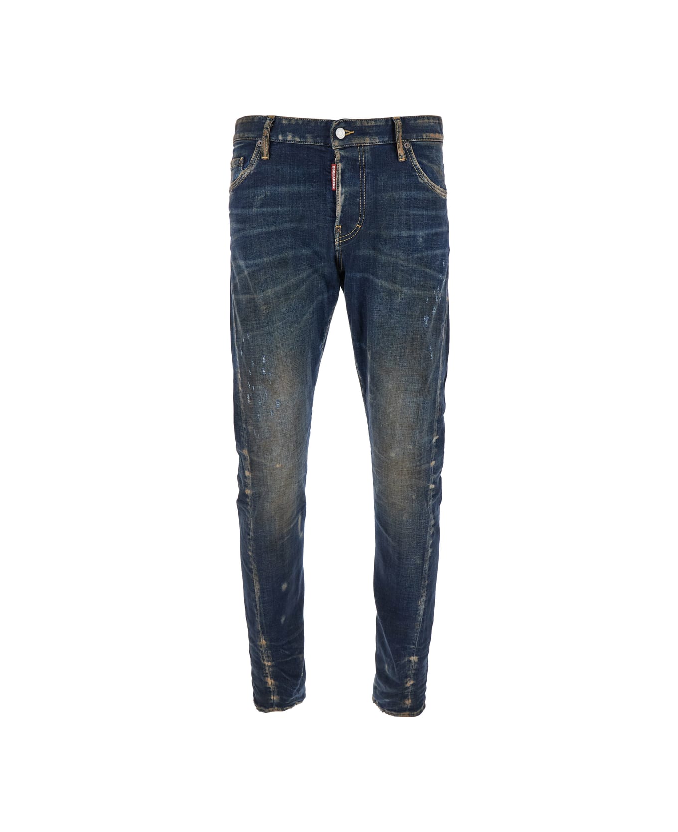 Dsquared2 'sexy Twist' Blue Jeans With Used Effect And Rips In Stretch Cotton Denim Man - Blu