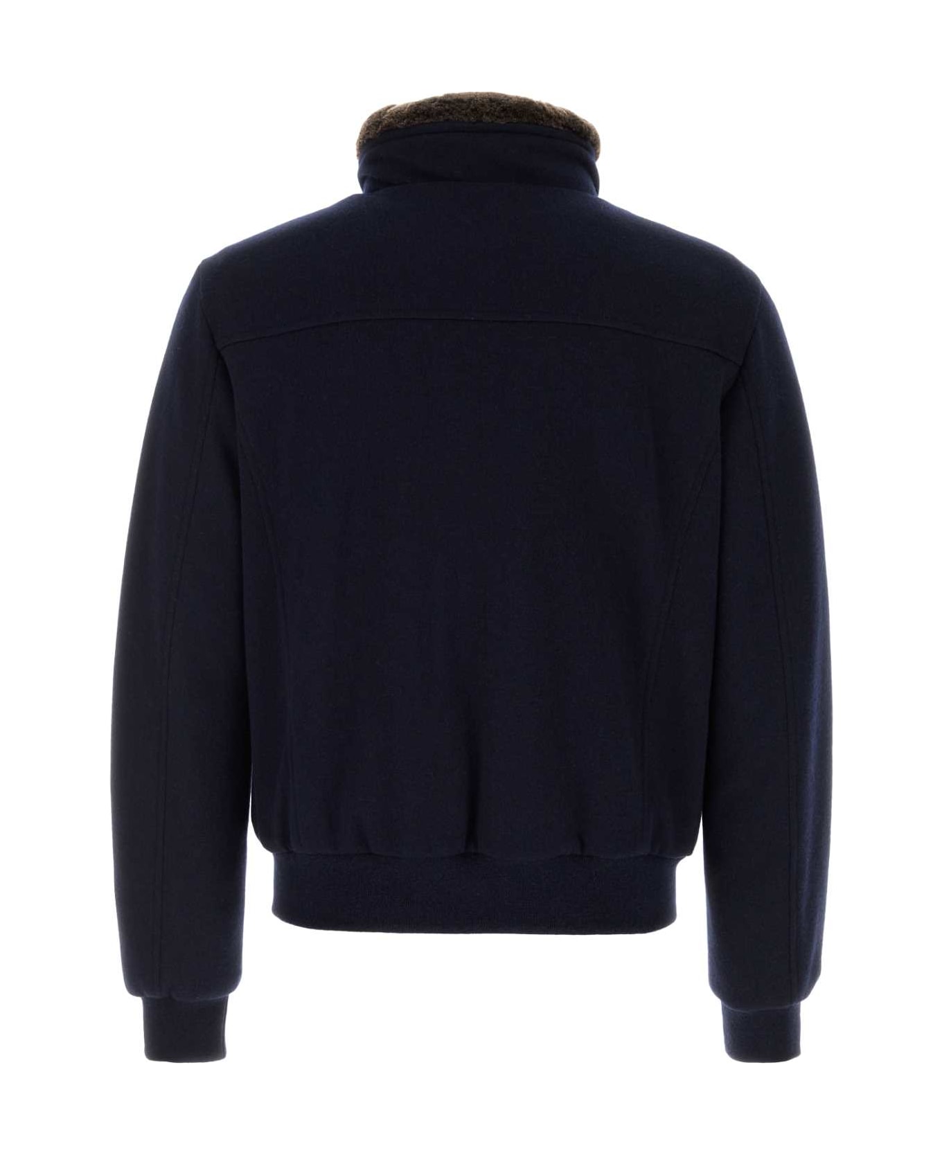 Moorer Navy Blue Wool Blend Bellati Down Jacket - NAVY