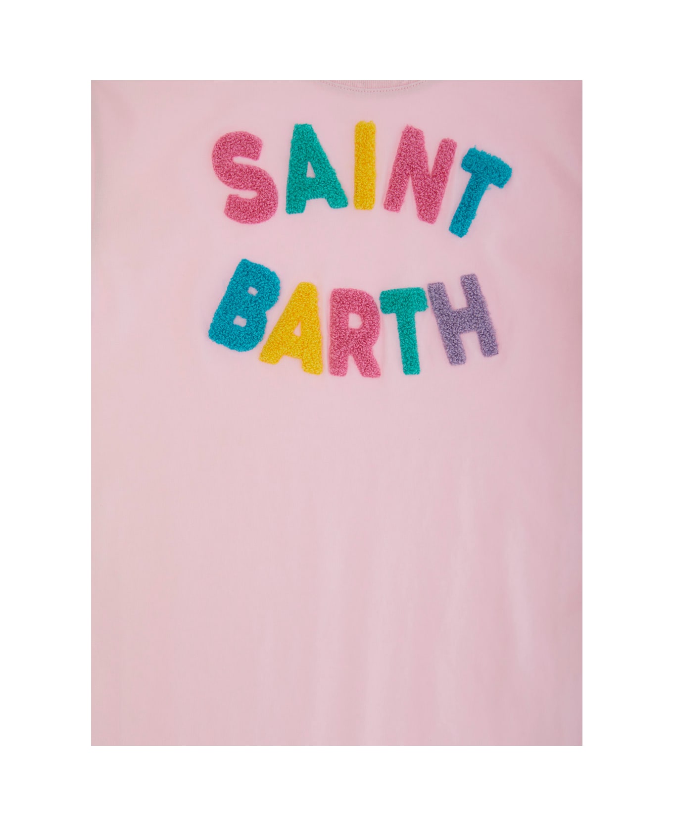 MC2 Saint Barth 
abbey
 Pink Dress With Round Neck And Logo Lettering Embroidery On The Front In Cotton Girl - Pink