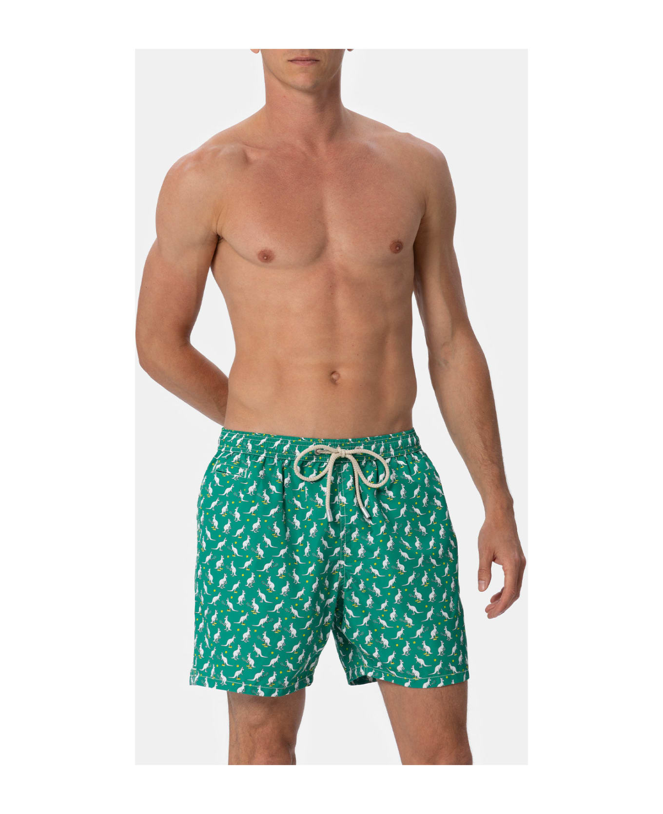 MC2 Saint Barth Man Lightweight Fabric Swim-shorts Lighting Micro Fantasy With Australian Brand Logo Print | Australian Brand Special Edition - GREEN