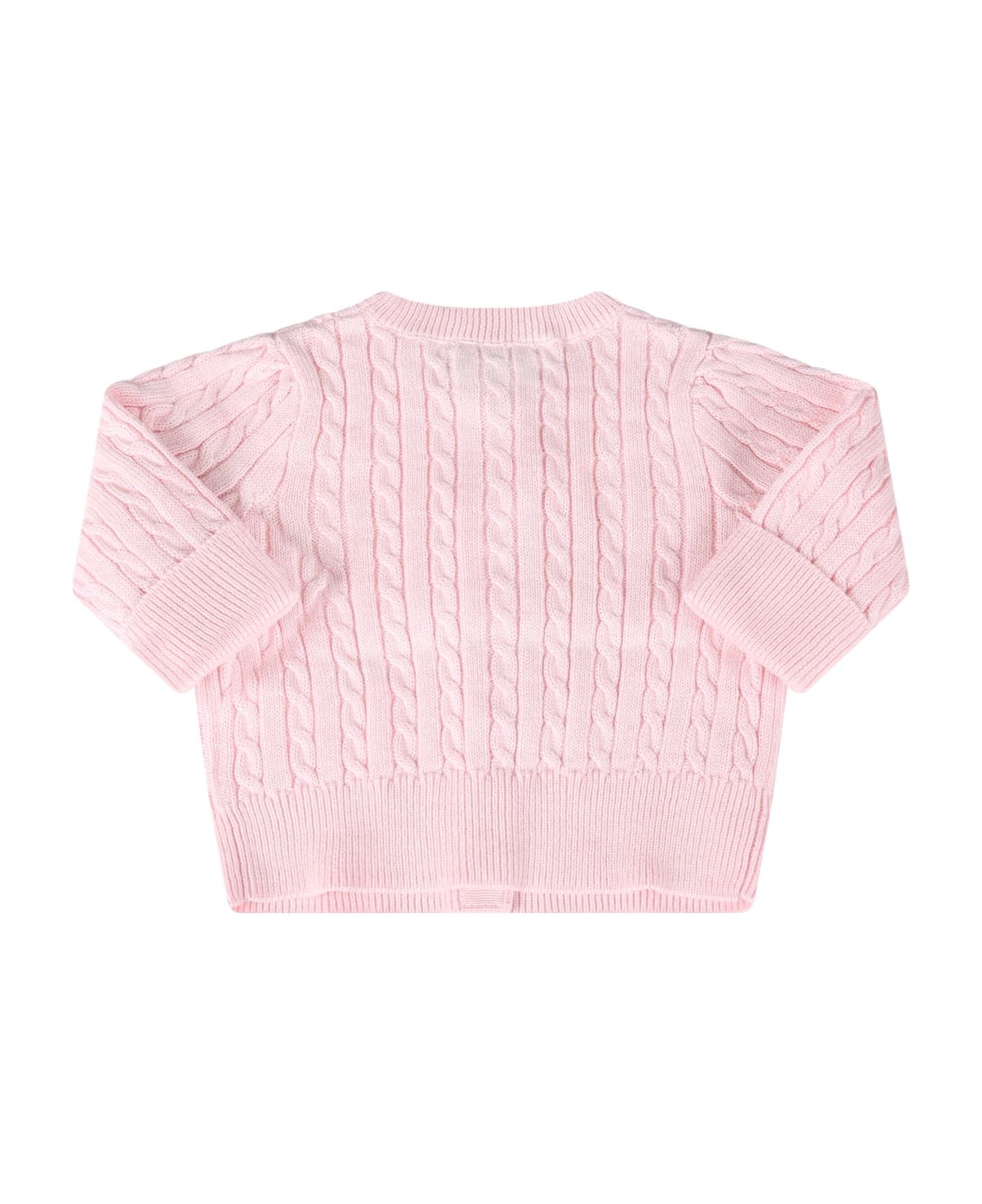 Ralph Lauren Pink Cardigan For Babygirl With Iconic Pony - Pink