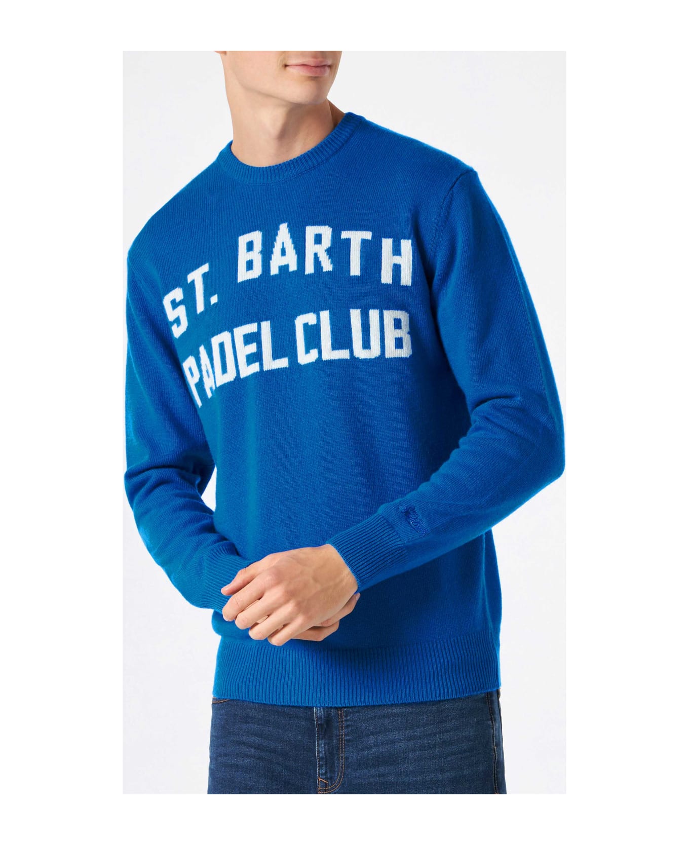 MC2 Saint Barth Man Sweater With St. Barth Padel Club Lettering ニットウェア