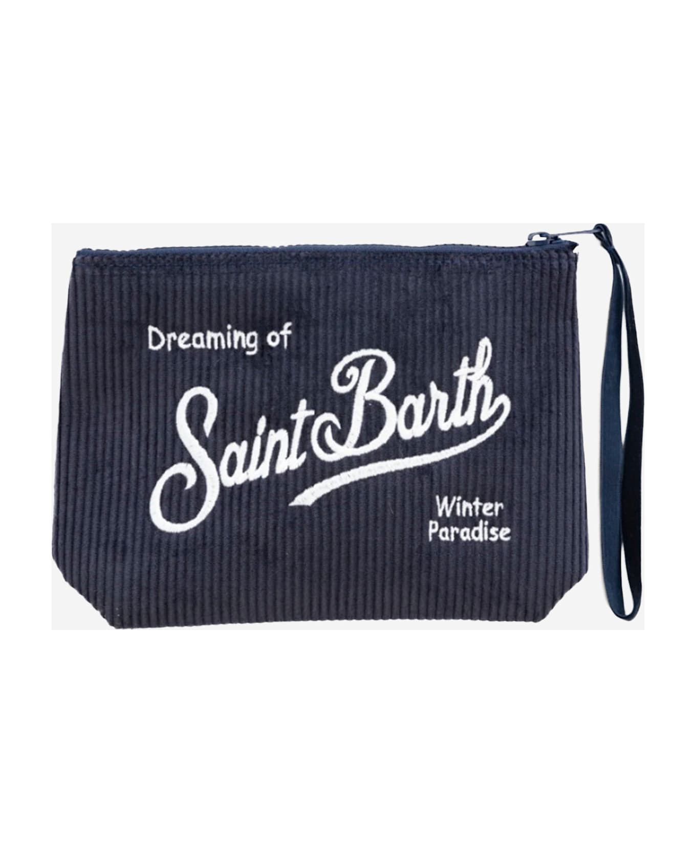 MC2 Saint Barth Aline Corduroy Clutch Bag With Logo - Blue