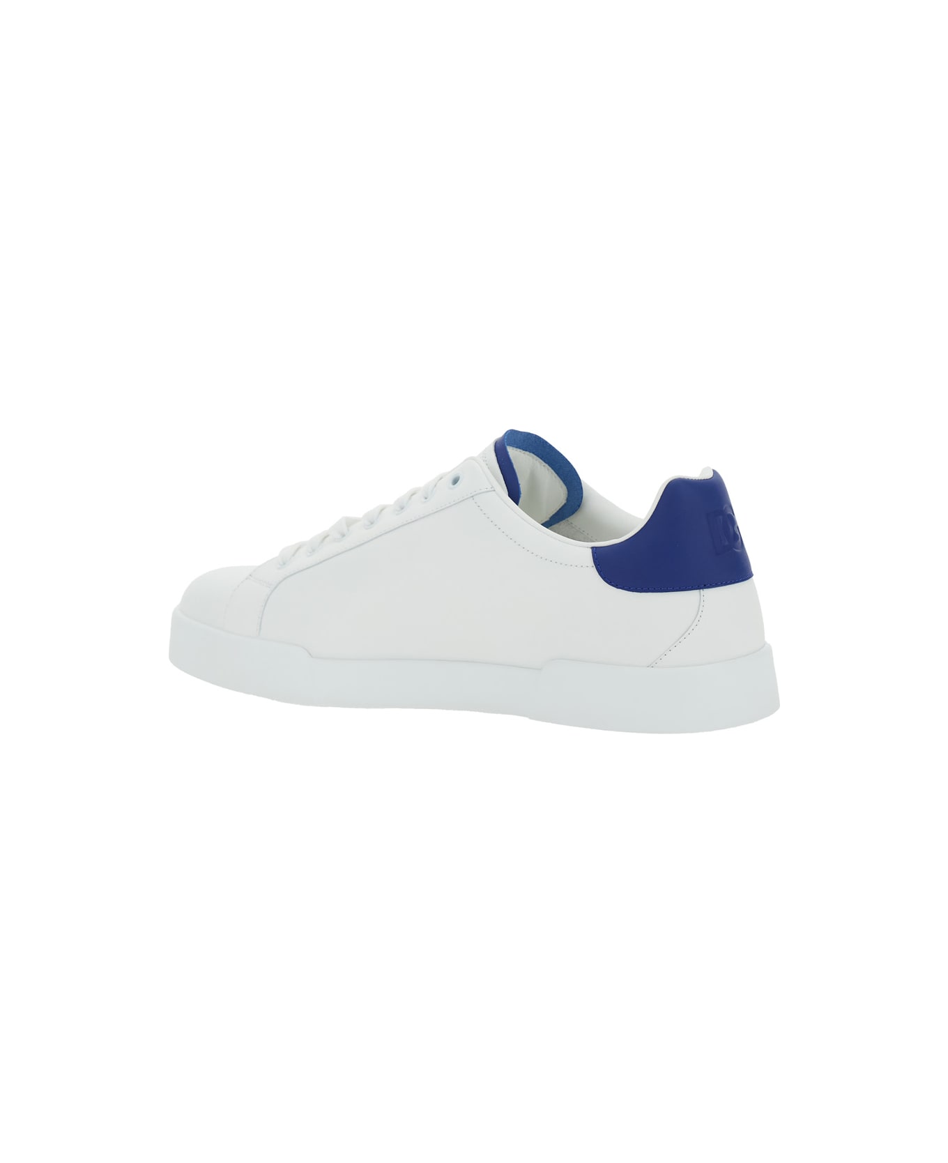 Dolce & Gabbana 'portofino Light' White Sneakers With Perforated Logo On The Side And Logo Patch On The Tongue In Leather Man - WHITE